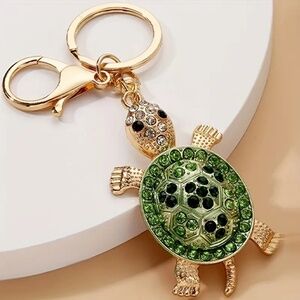 Green Rhinestone Turtle Keychain/Charm NWT